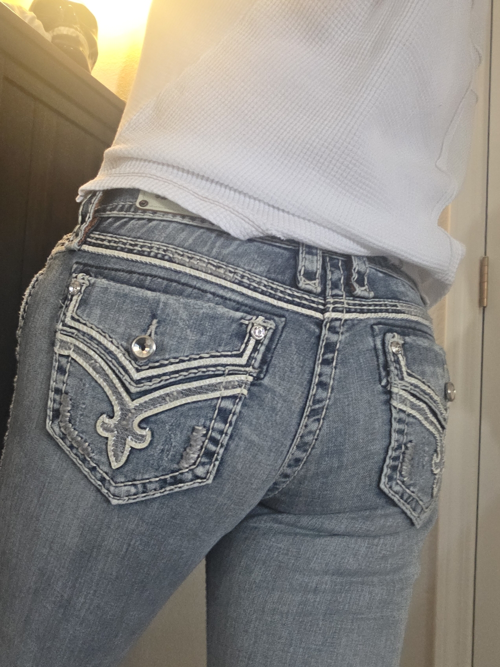 Rock Revival Light Blue Embroidered Back Pocket Boot Cut 30x34 (Long)